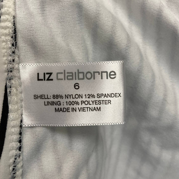 Liz Claiborne Black White Geometric Strip Optical Illusion Swimsuit Size 6 - Picture 6 of 12